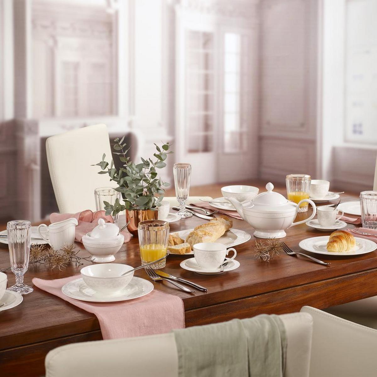 KAFFEETASSE MIT UNTERTASSE Gray Pearl weiß 120 ml - Weiß, Keramik (0.12L) - Villeroy & Boch