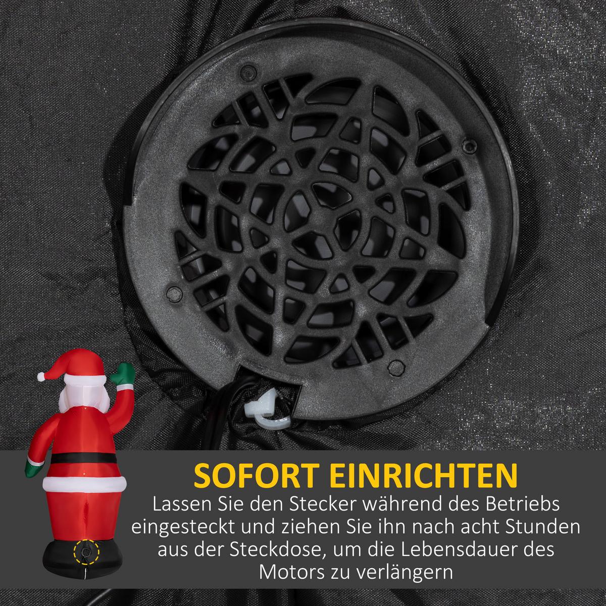 AUFBLASBAR Weihnachtsdeko 1,84 m Weihnachtsmann mit LED-Beleuchtung Gartendeko - Rot, Kunststoff (60/184/88cm) - Outsunny
