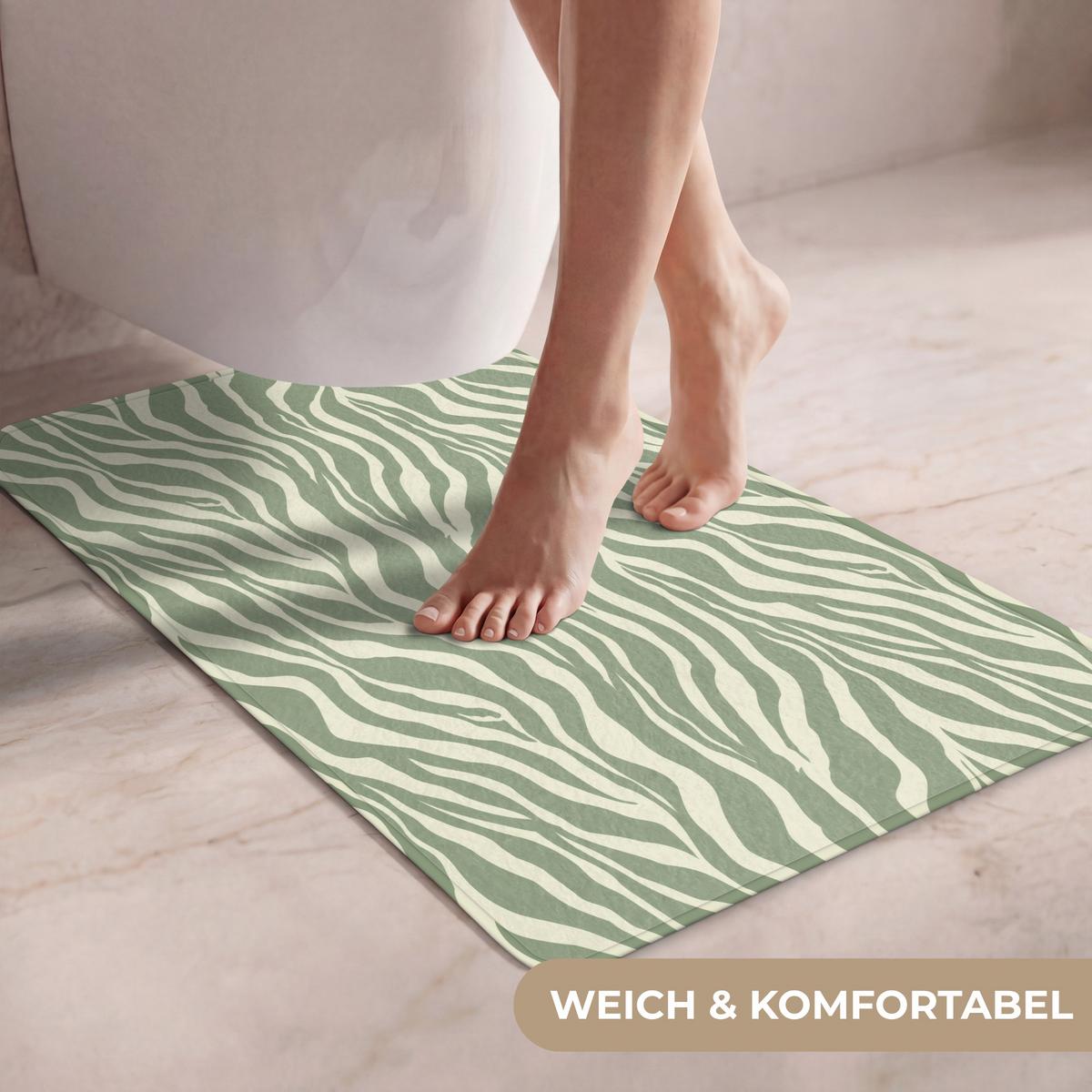 WC-VORLEGER Zebra - Motiv - Grün WC Teppich 50x80 cm - Salbeigrün, Textil (50/1cm) - OnlyWow