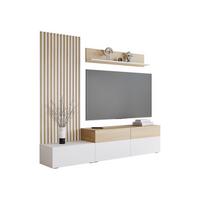 WOHNWAND Narezi I - Eichefarben/Schwarz, Holzwerkstoff/Kunststoff (225/209/40cm) - MIRJAN24