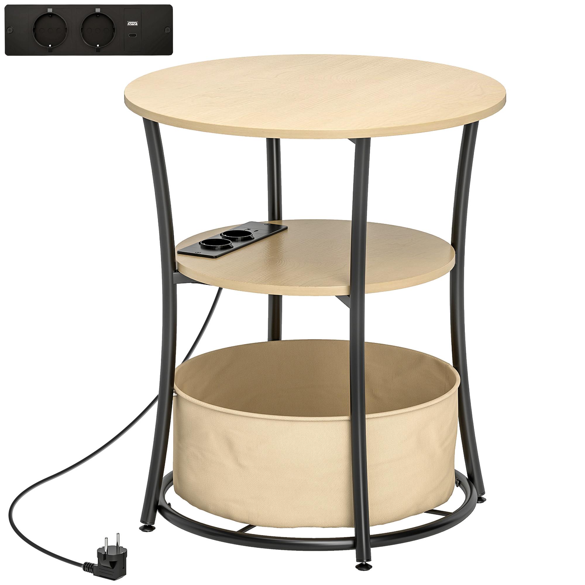 BEISTELLTISCH MDF Metall Naturholz - Schwarz/Naturfarben, Holzwerkstoff/Metall (50/50/55.1cm) - HOMCOM