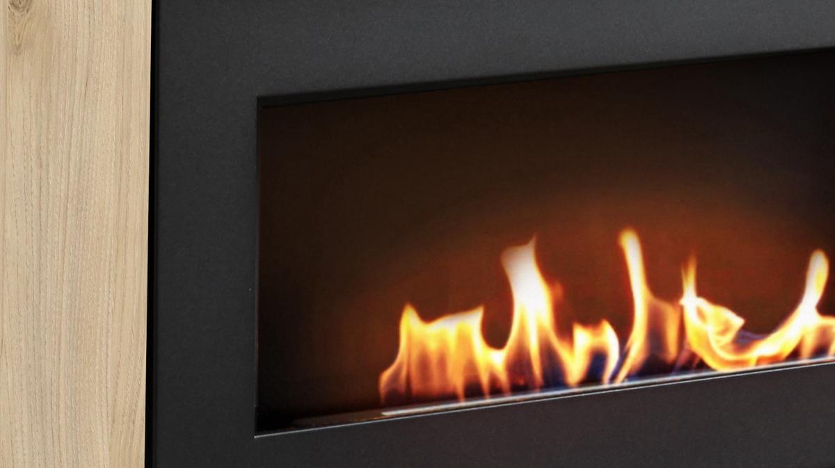 TV-LOWBOARD Eiche Jackson 160 cm hängend, Set inklusive Ethanol Kamin und Wandpaneel - Eichefarben, Holzwerkstoff (160/158/40cm) - Inn.Furn