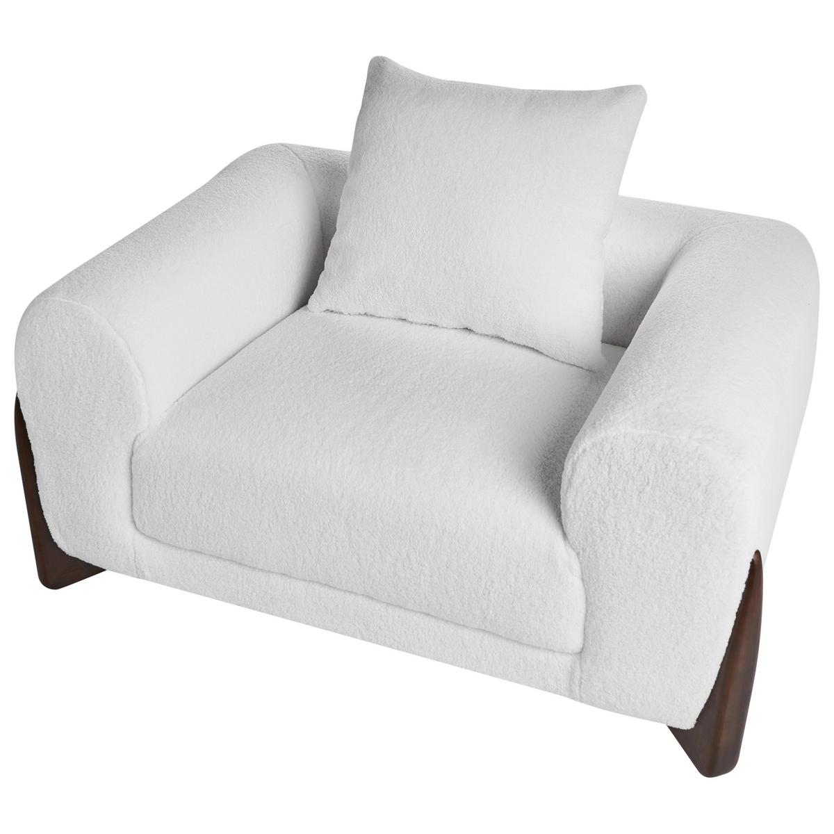 SESSEL Bouclé Weiß Vinliden - Weiß/Braun, Holz/Textil (118/62/87cm) - Beliani