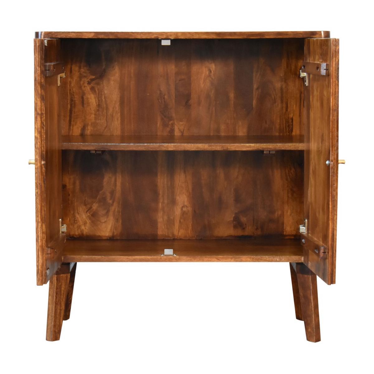 SCHRANK mit 2 Türen, 2 Regale, Nordische Beine, Braun - Messingfarben/Braun, Holz/Metall (75/80/35cm) - Artisan Furniture