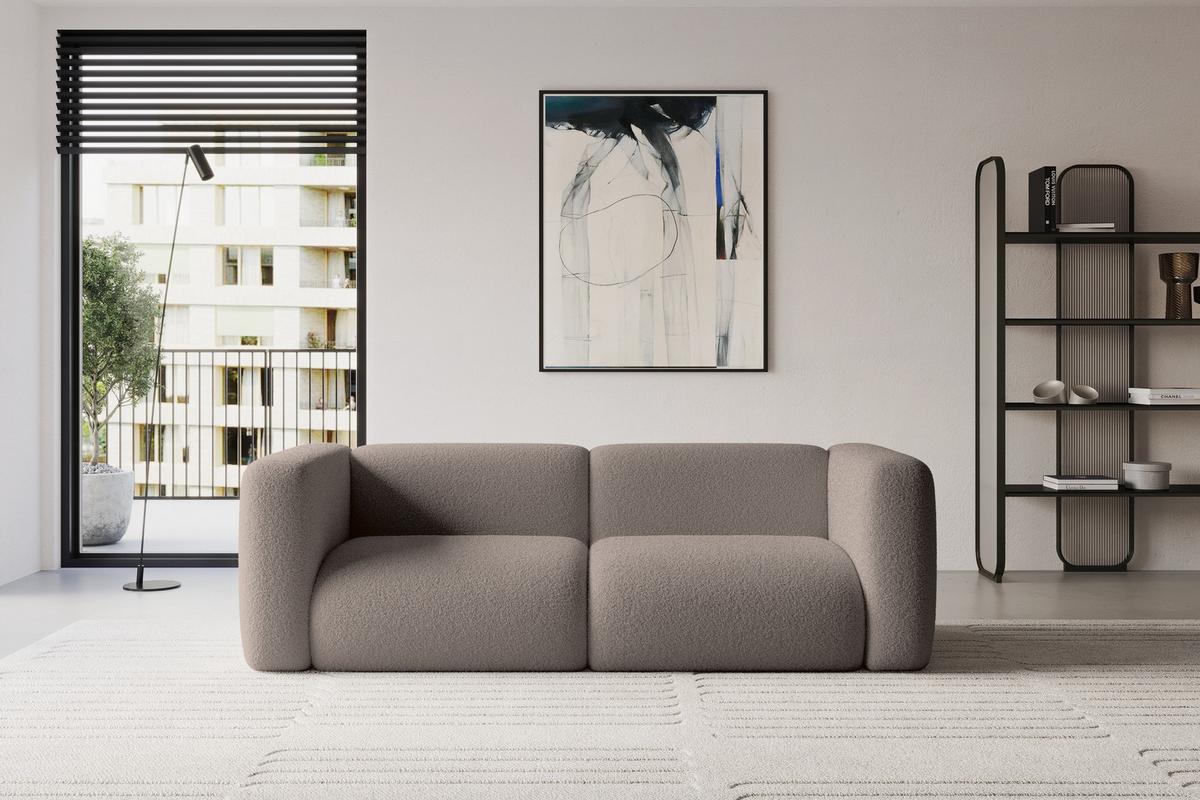 MODULARES Sofa 2-SITZER MIRA-S1 228x89x70 Braun cm Bouclé - Dunkelbraun/Schwarz, Holzwerkstoff/Kunststoff (228/70/89cm) - ALTDECOR