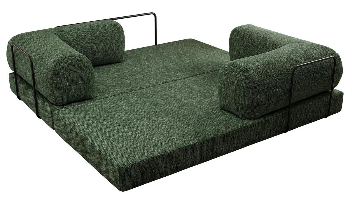 3-SITZER SOFA ORSETTO - Dunkelgrün Schenille grob gewebt - Dunkelgrün/Schwarz, Textil/Metall (200/70/100cm) - MKS