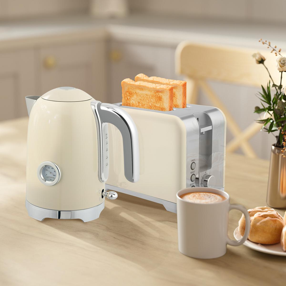 KOCHER-TOASTER-SET 2er Set Kunststoff Edelstahl Cremeweiß - Creme, Kunststoff (16/24.4/23.5cm) - HOMCOM