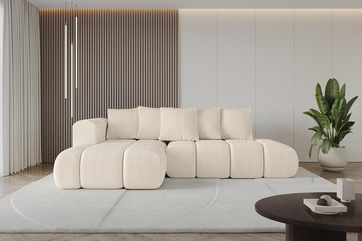 ECKSOFA Ottomane Links CLOUD-L-v1 280x185x90 Beige Cord - Beige, Holzwerkstoff/Kunststoff (180/289cm) - ALTDECOR