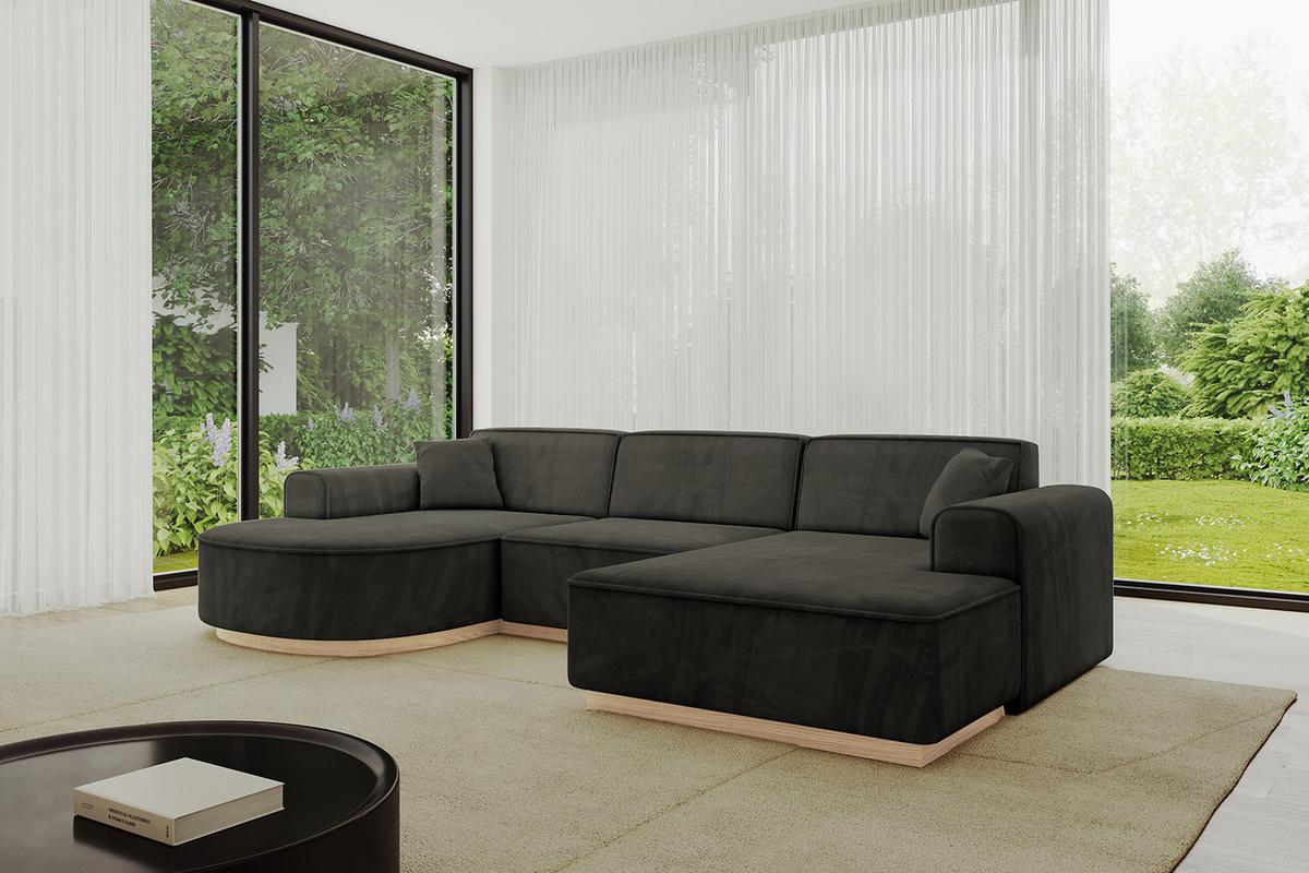 WOHNLANDSCHAFT ARRIO-U1 303x171x83 cm Schwarz - Schwarz, Holzwerkstoff/Textil (303/83/171cm) - ALTDECOR