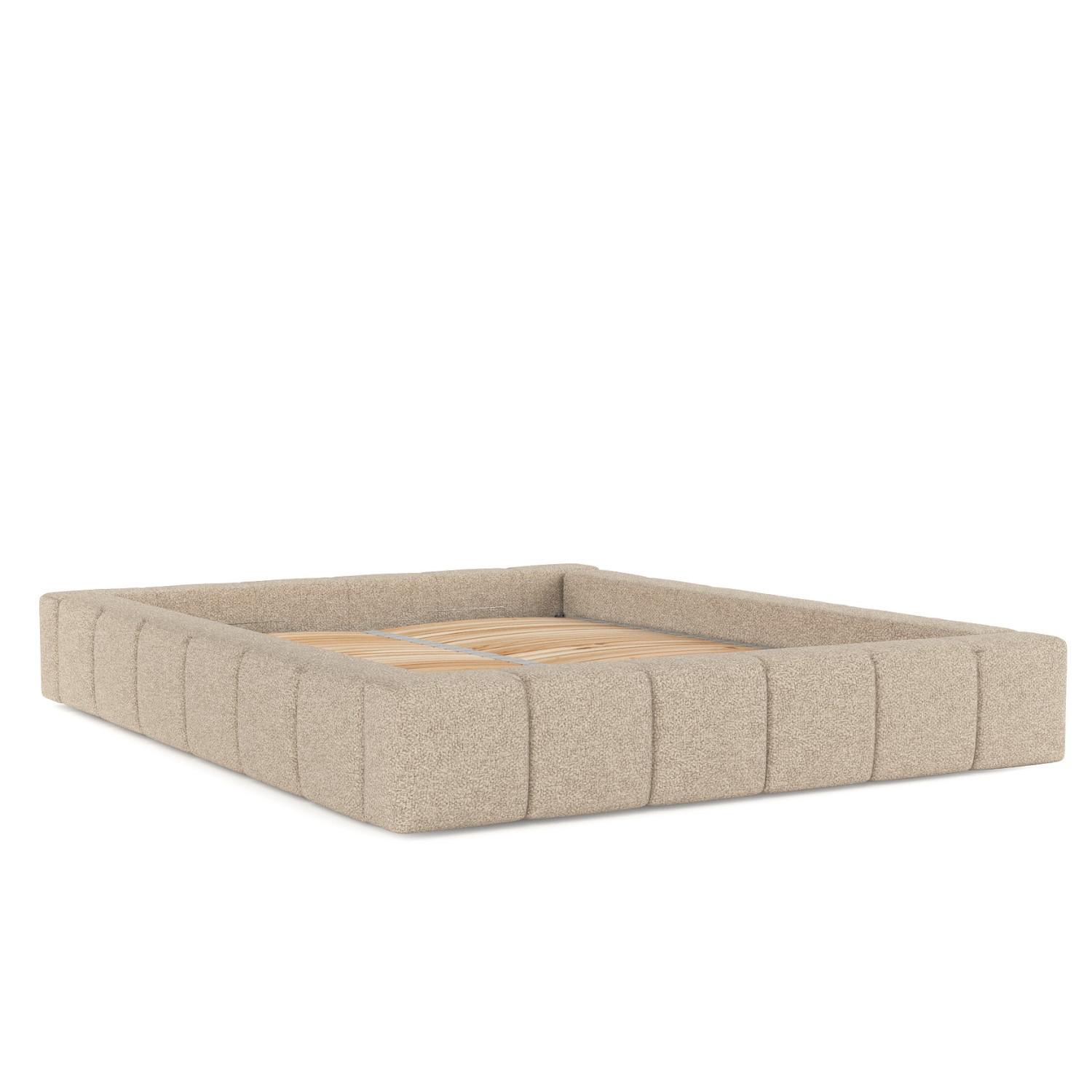 POLSTERBETT Kea mit Stauraum 160/200 cm Hellbeige im Bubble Stoff - Sandfarben/Schwarz, Holz/Holzwerkstoff (160/200cm) - AltaBeds