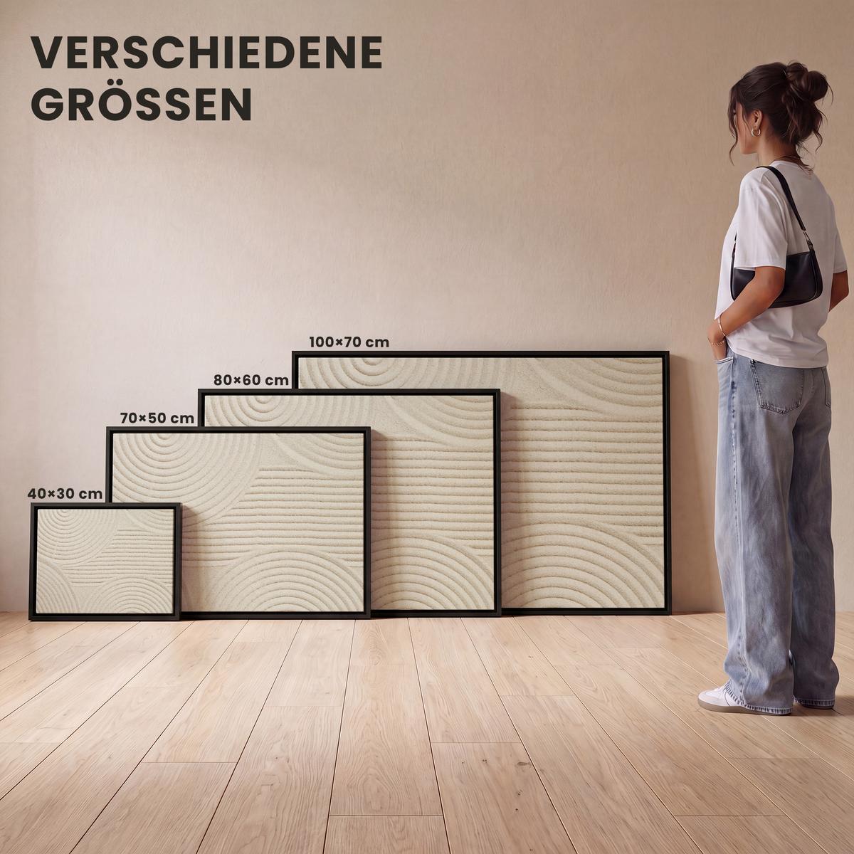 LEINWAND Bilder mit Rahmen - Muster - Abstrakt - Weiß - 70x50 - Beige, Textil (70/50cm) - MuchoWow