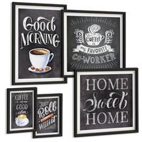 BILDER SET 5er Set - 50x50 cm & 20x30 cm & 40x60 cm Schwarzer Rahmen - Kaffeeroller, heimelige Wärme - Schwarz, Kunststoff (40/60cm) - TULUP