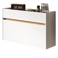 SCHUHKIPPER weiß und Eiche Artisan, Schuhschrank mit Schublade, hängend 110 x 61 cm - Weiß/Eiche Artisan, Holzwerkstoff (110/61/32cm) - Inn.Furn