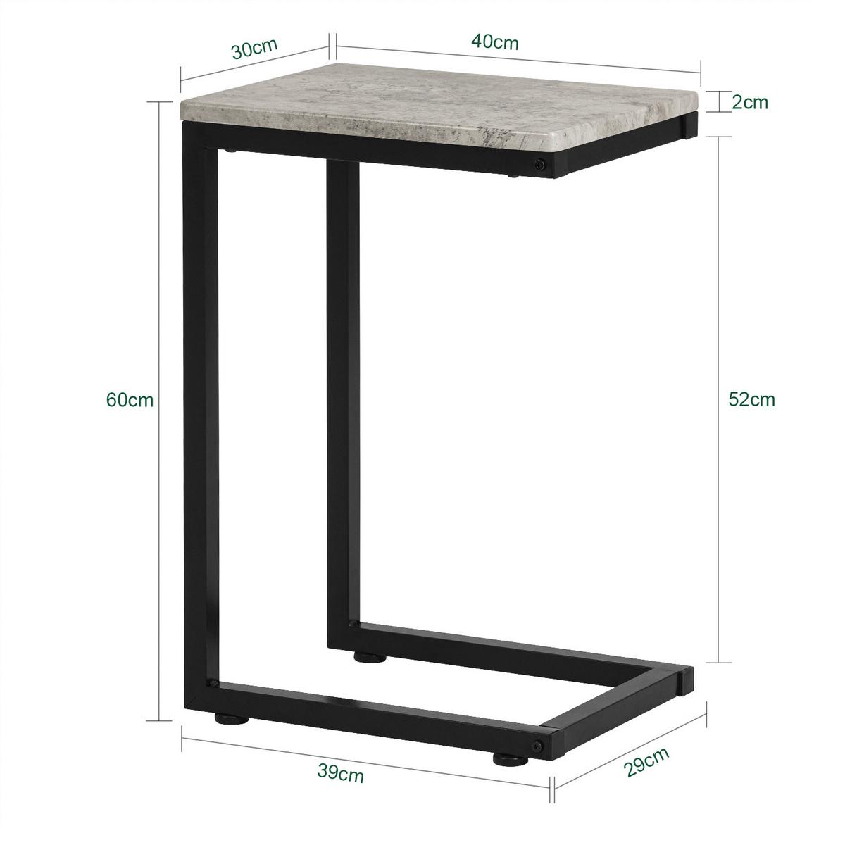 BEISTELLTISCH Hellgrau - Grau, Holzwerkstoff/Metall (40/30/60cm) - SoBuy