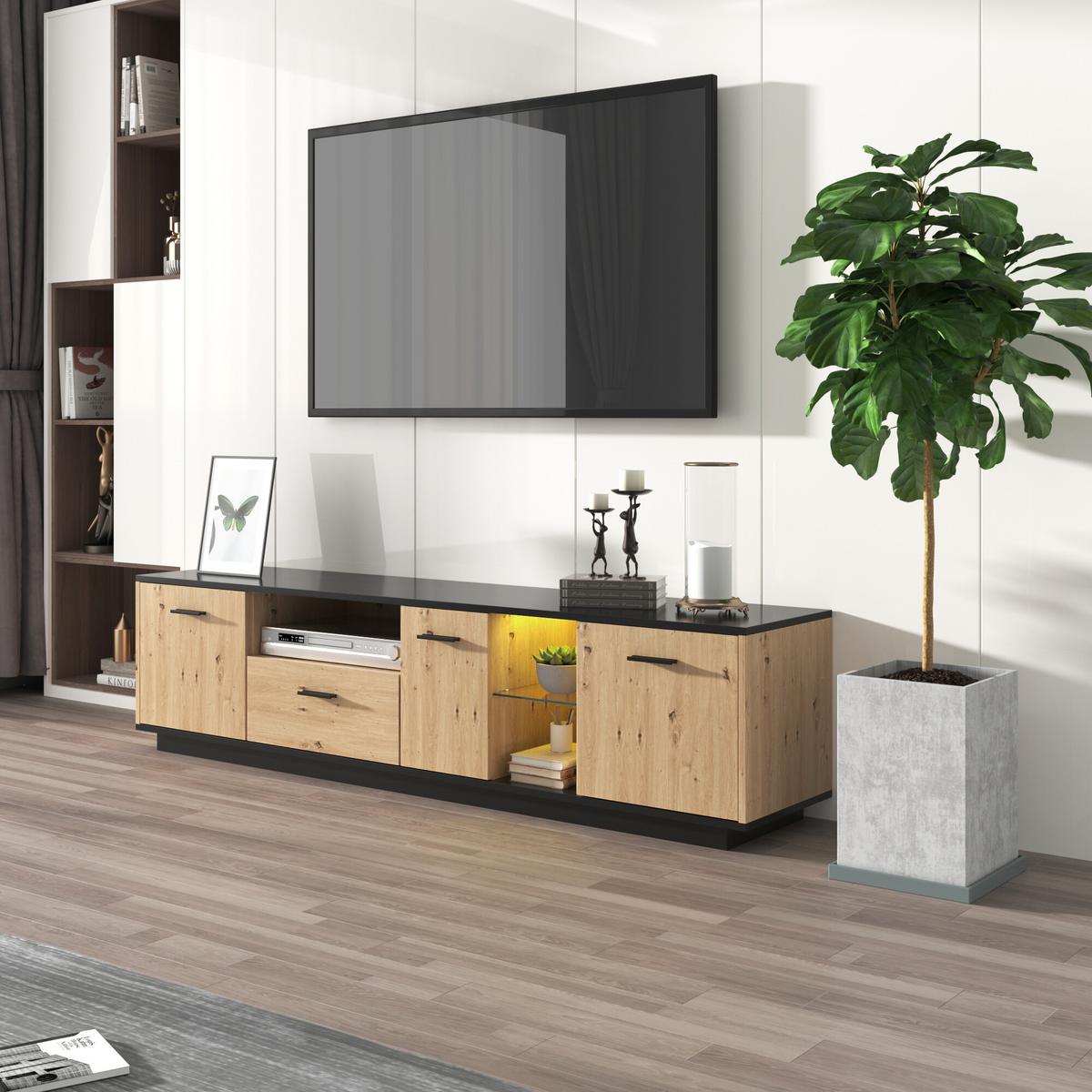TV-SCHRANK Braun 180/40/45 cm - Braun, Glas/Holzwerkstoff (40/45/180cm) - Urban Meuble