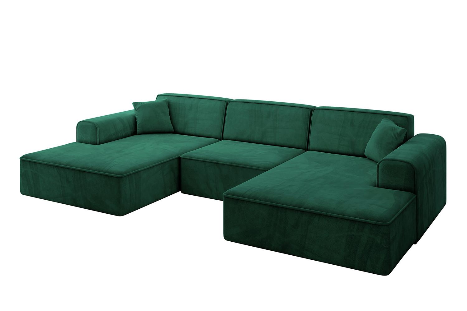 WOHNLANDSCHAFT IREA-U1-v3 - 301x165x77 cm Grün - Dunkelgrün, Holzwerkstoff/Textil (301/77/165cm) - ALTDECOR