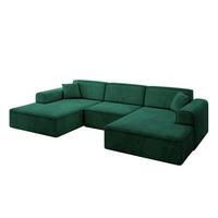 WOHNLANDSCHAFT IREA-U1-v3 - 301x165x77 cm Grün - Dunkelgrün, Holzwerkstoff/Textil (301/77/165cm) - ALTDECOR