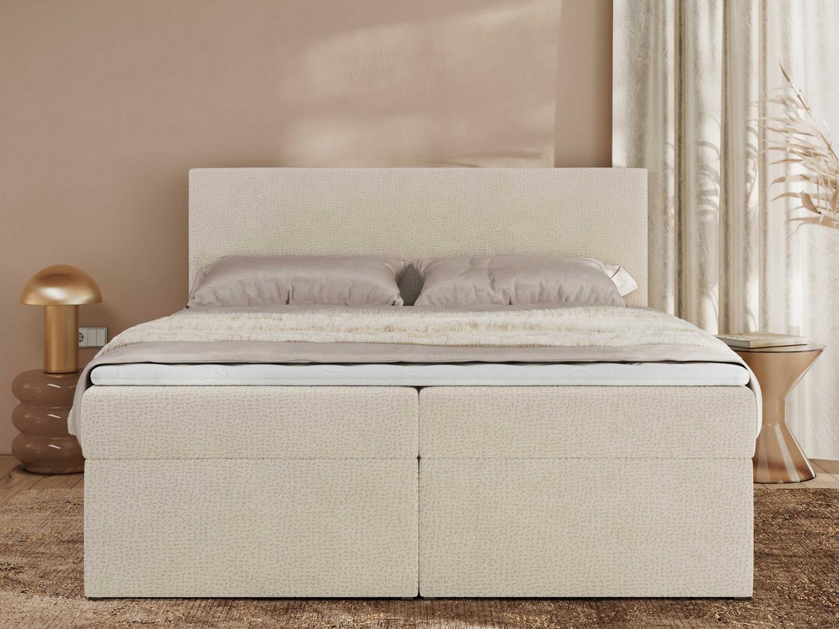 BOXBETT JAGUAR 180/200 - Hellbeige Struktur - H4 - Creme, Holz/Textil (180/200cm) - MKS
