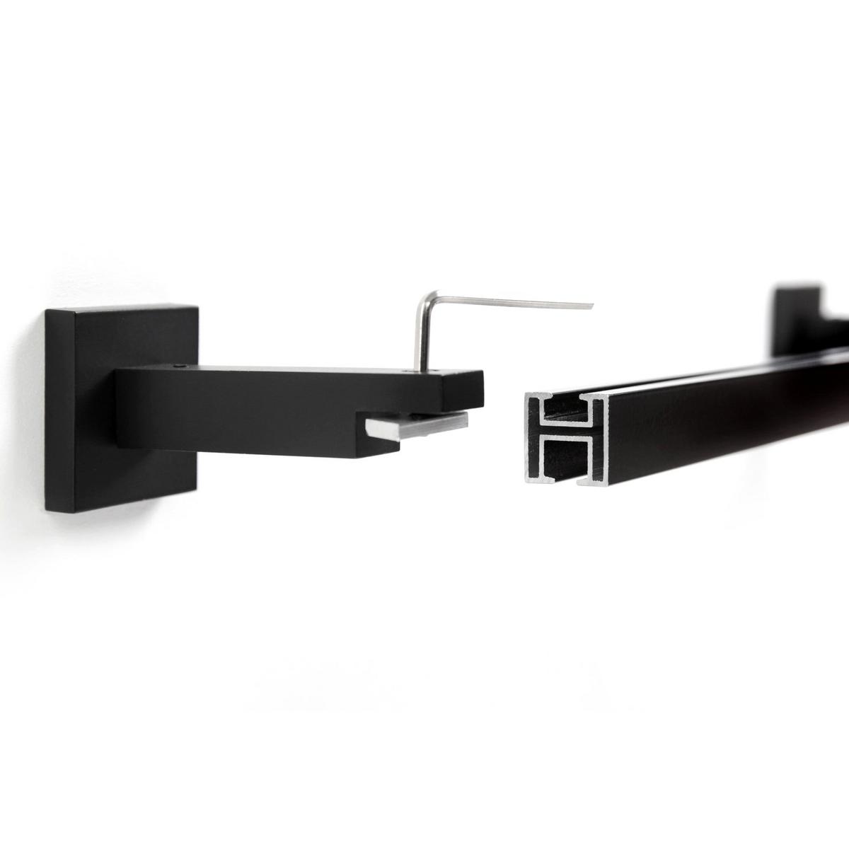 GARDINENSCHIENE auf Maß 1-lauf Wandmontage Cube 130cm - Schwarz, Metall (130cm) - Deco-Raum