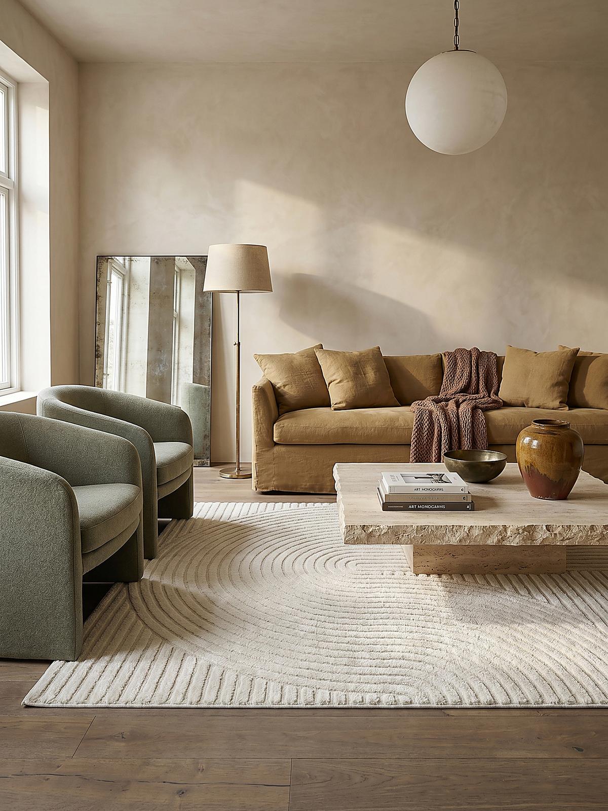 KURZFLORTEPPICH Geometrisch CETINA Polypropylen Creme 160 x 230 cm - Beige, Textil (160/230cm) - KADIMA DESIGN