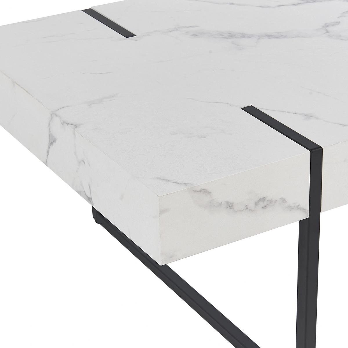 COUCHTISCH weiß/schwarz Marmor Optik rechteckig Merced - Schwarz/Weiß, Holzwerkstoff (100/60/43cm) - Beliani