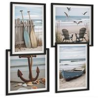 BILDER SET 4er Set - 50x50 cm & 40x60 cm Schwarzer Rahmen - Sommerstrände, Meereslandschaft - Schwarz, Kunststoff (50/50cm) - TULUP