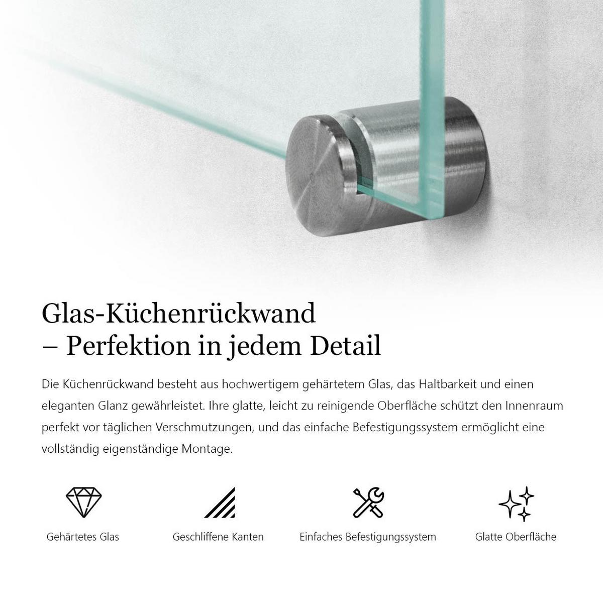 KÜCHENRÜCKWAND – 100x50 cm - Transparent, Glas (100/50/0.4cm) - Wallfluent