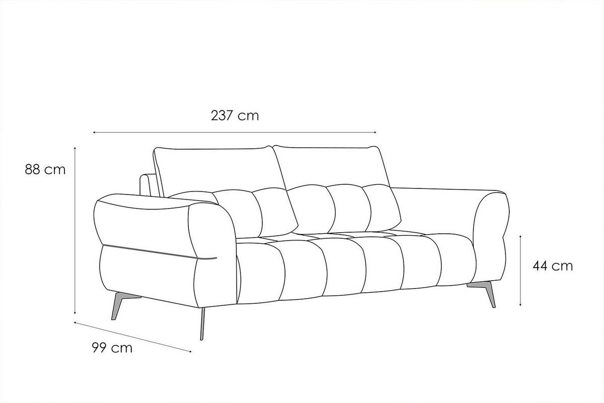 SOFA SALVINI 3-Sitzer, dunkelorange - Dunkelorange/Schwarz, Holzwerkstoff/Textil (176/88/99cm) - Wozimo