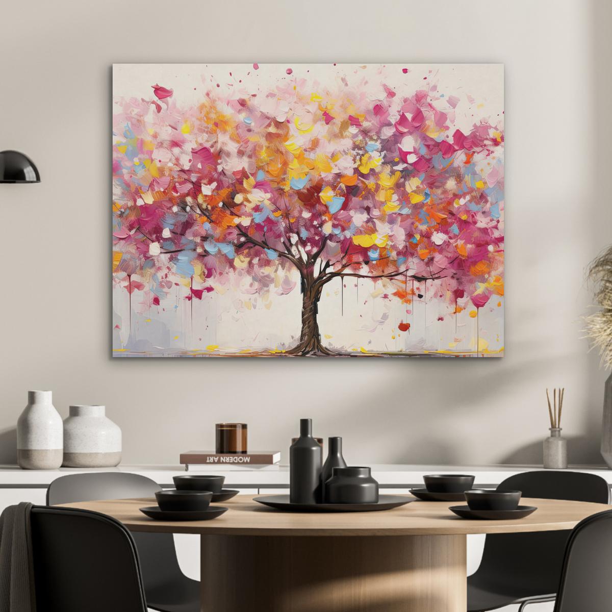 AKUSTIKBILD Aquarell - Baum - Kunst - Abstrakt Gemälde 80x60 cm - Multicolor, Kunststoff (80/60/0.9cm) - MuchoWow