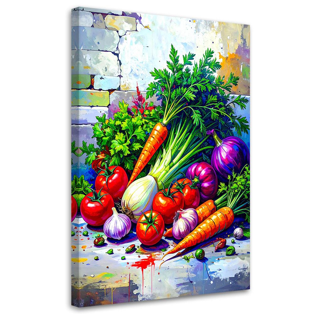 LEINWANDBILD Gemüse Stillleben 70x100cm - Multicolor, Textil (70/100cm) - Feeby