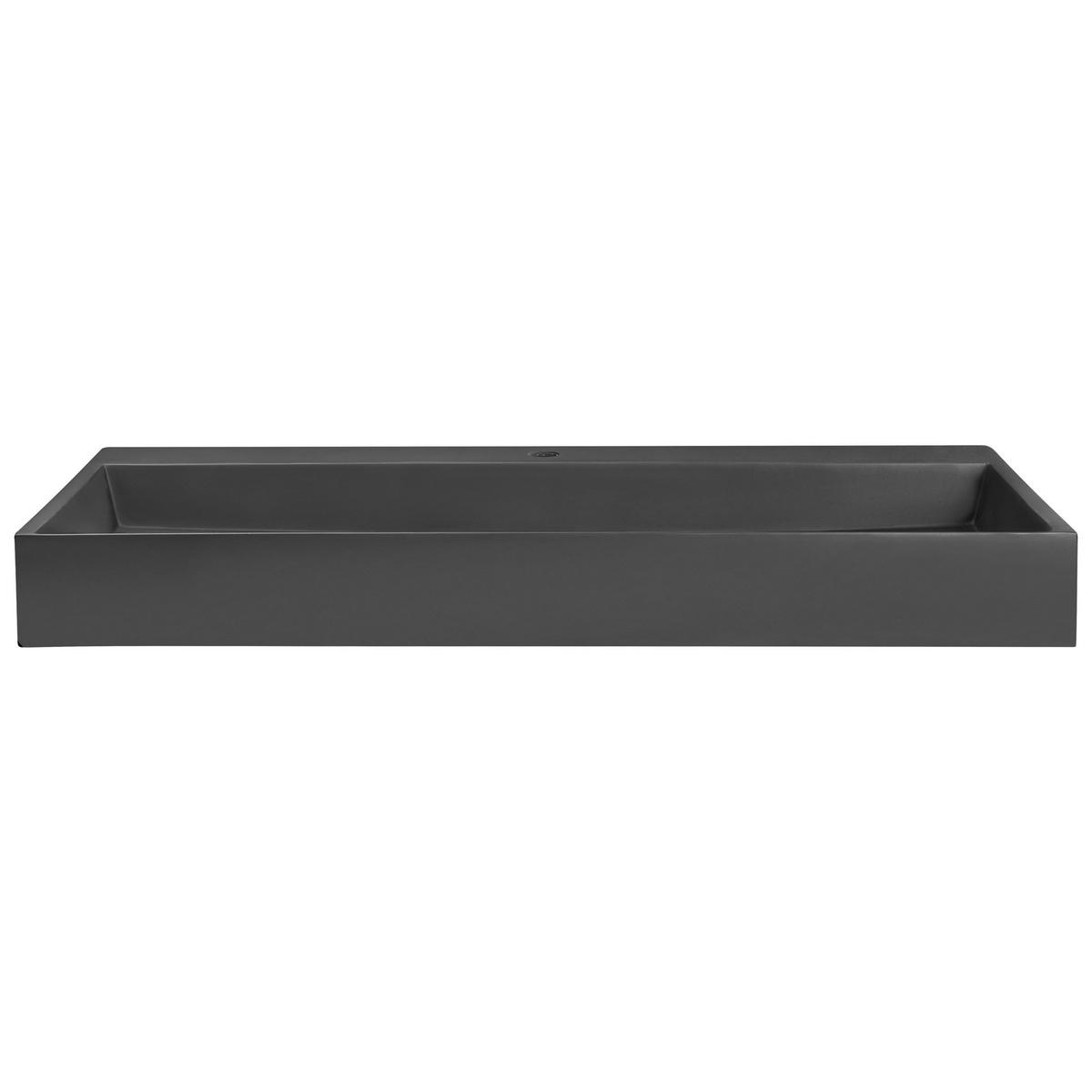 HÄNGEWASCHBECKEN Schwarz 100/46 cm Mineralguss Quenko - Schwarz, Naturmaterialen (100/12/46cm) - Beliani