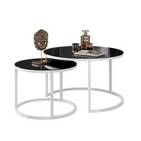 COUCHTISCH 2-in-1 CIRI GLASS mit schwarzer und weißer Struktur - Schwarz/Weiß, Holzwerkstoff (70/70/47cm) - Lookway