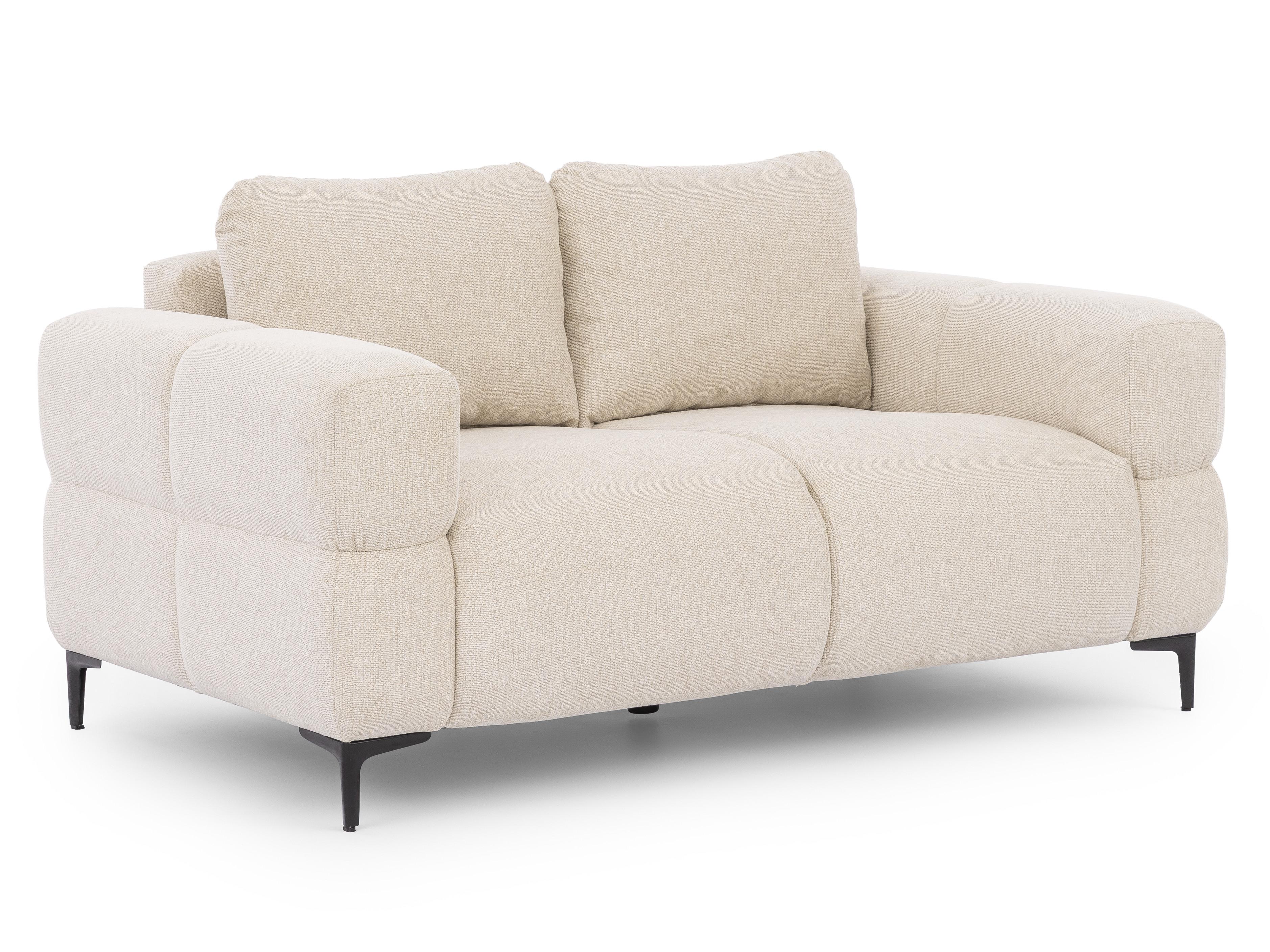 2-SITZER-SOFA Cardea in Bubble-Optik aus weichem Hellbeige Strukturstoff mit hohem Sitzkomfort - Beige/Schwarz, Holz/Textil (154/80/97cm) - S-Style Möbel