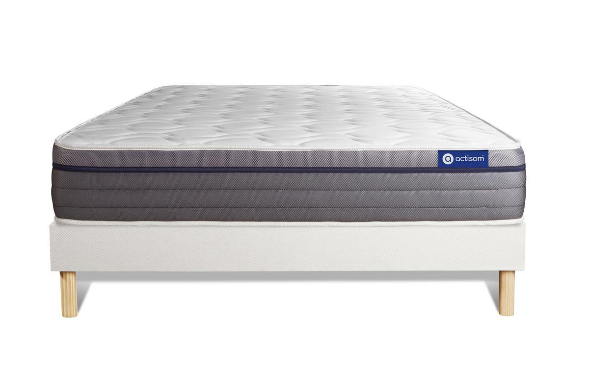 BETT Actiflex zen Taschenfederkern und Memory-Schaum 160 x 200 cm h1 - Kit Bettgestell Weiß - Beige/Weiß, Karton/Holz (160/200cm) - ACTISOM