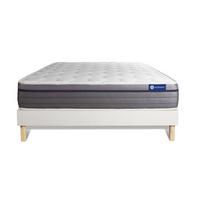 BETT Actilatex zen Latex und Memory-Schaum 120 x 190 cm h1 - Kit Bettgestell Weiß - Beige/Weiß, Karton/Holz (120/190cm) - ACTISOM