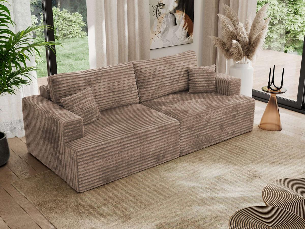 4-SITZER SOFA VIRELLA Braun Cord - Schwarz/Braun, Textil (240/88/115cm) - MKS