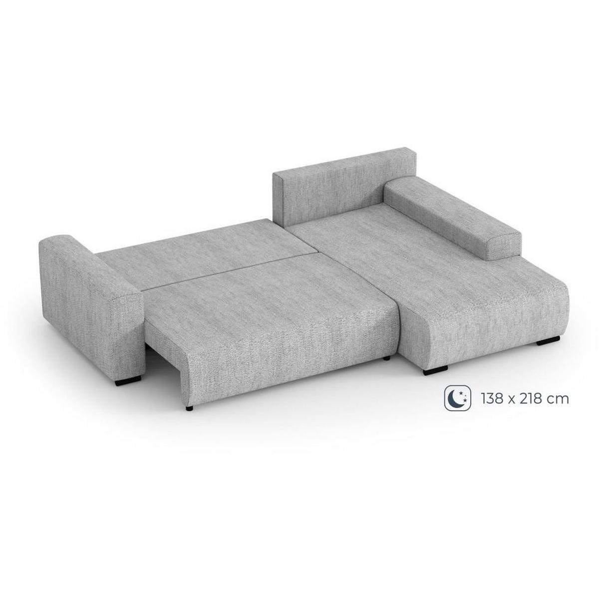 ECKSCHLAFSOFA Benny hellgrau links - Hellgrau/Schwarz, Kunststoff/Textil (271/185cm) - Beautysofa