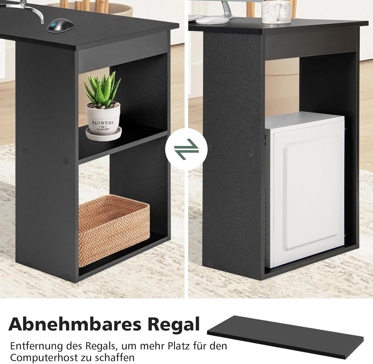SCHREIBTISCH 120cm Schwarz - Schwarz, Holz (52/122/120cm) - COSTWAY