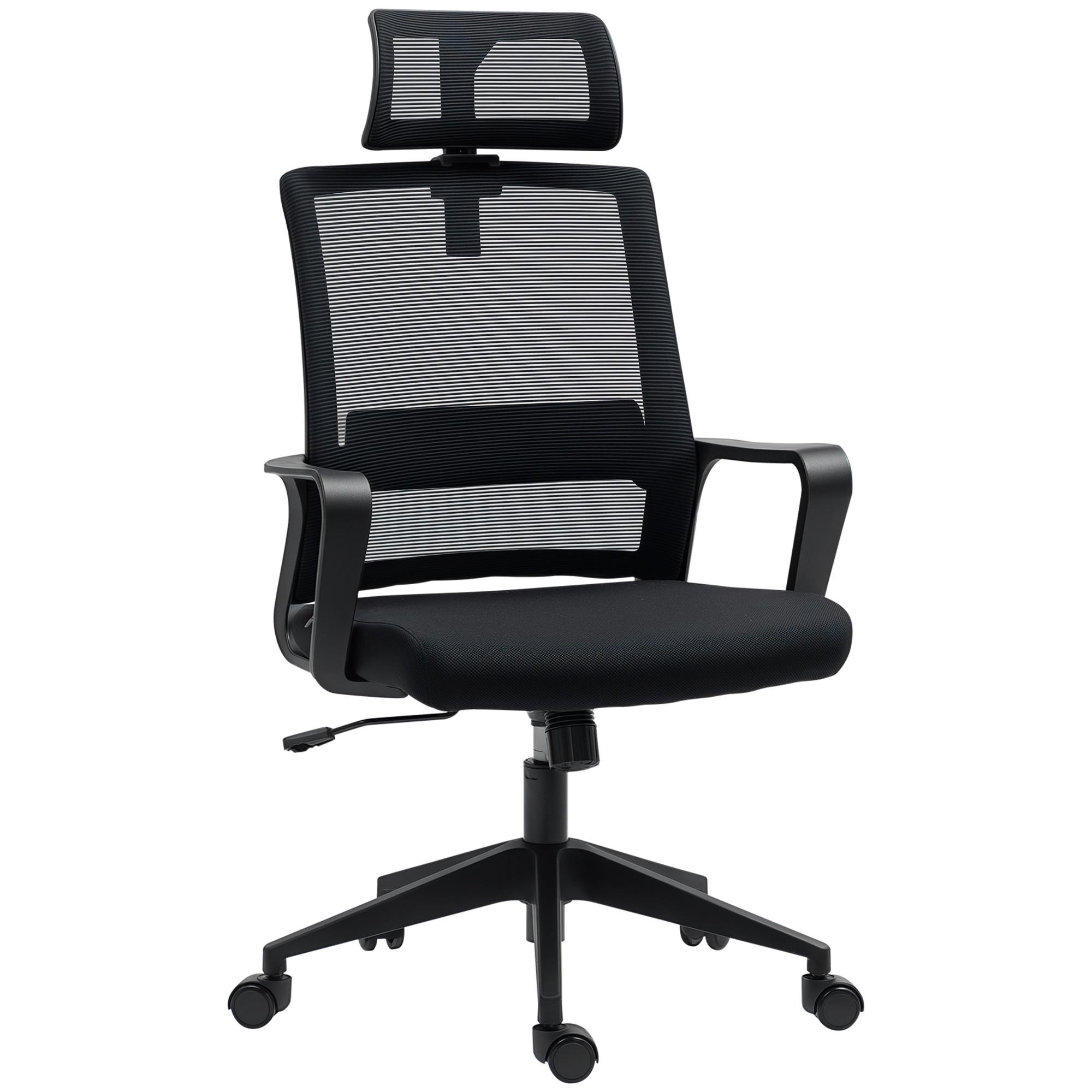 BÜROSTUHL Verstellbar Kopfstütze, Schwarz - Schwarz, Textil (60/112/64cm) - HOMCOM