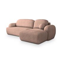 ECKSOFA MODENZA N R-S Rosa Boucle-Stoff mit Schlaffunktion - Schwarz/Rosa, Holz/Kunststoff (266/148cm) - MASSENO