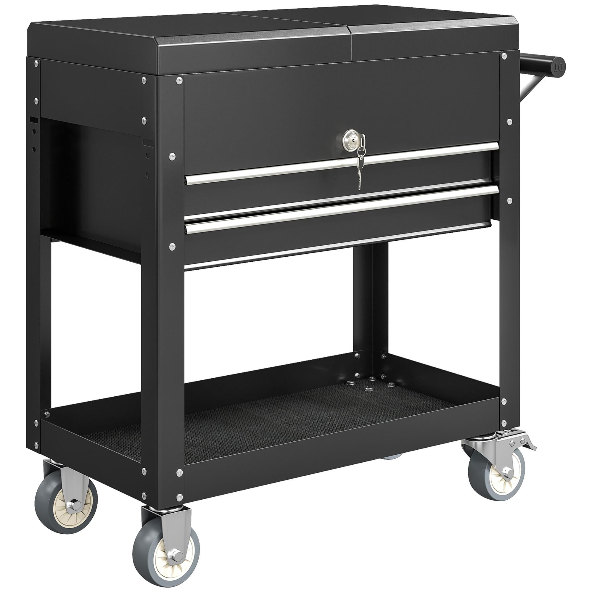 WERKSTATTWAGEN Stahl Schwarz - Schwarz, Metall (38/80/130cm) - HOMCOM