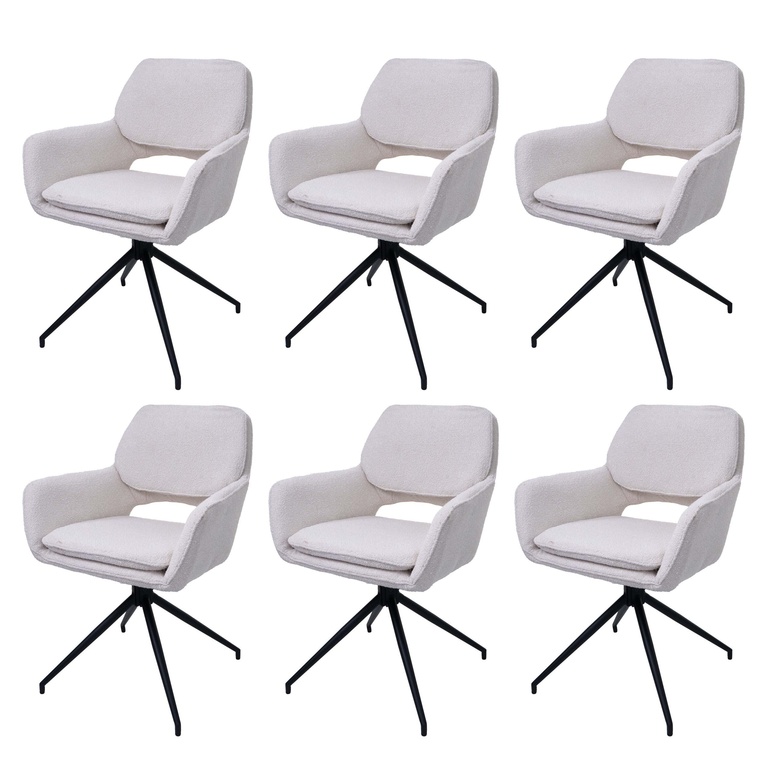 ESSZIMMERSTUHL Cremeweiß 6er-Set - Creme/Weiß, Textil (57/86/61cm) - MCW