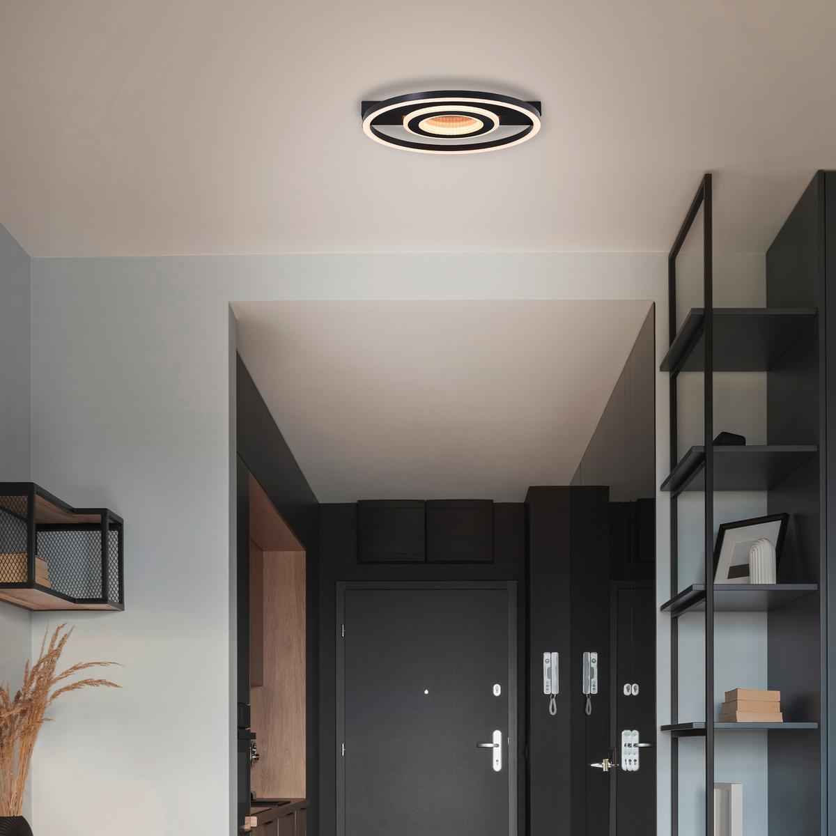 LED DECKENLEUCHTE Queens Schwarz 37/37/5 cm - Schwarz, Metall (37/37/5cm) - Brilliant
