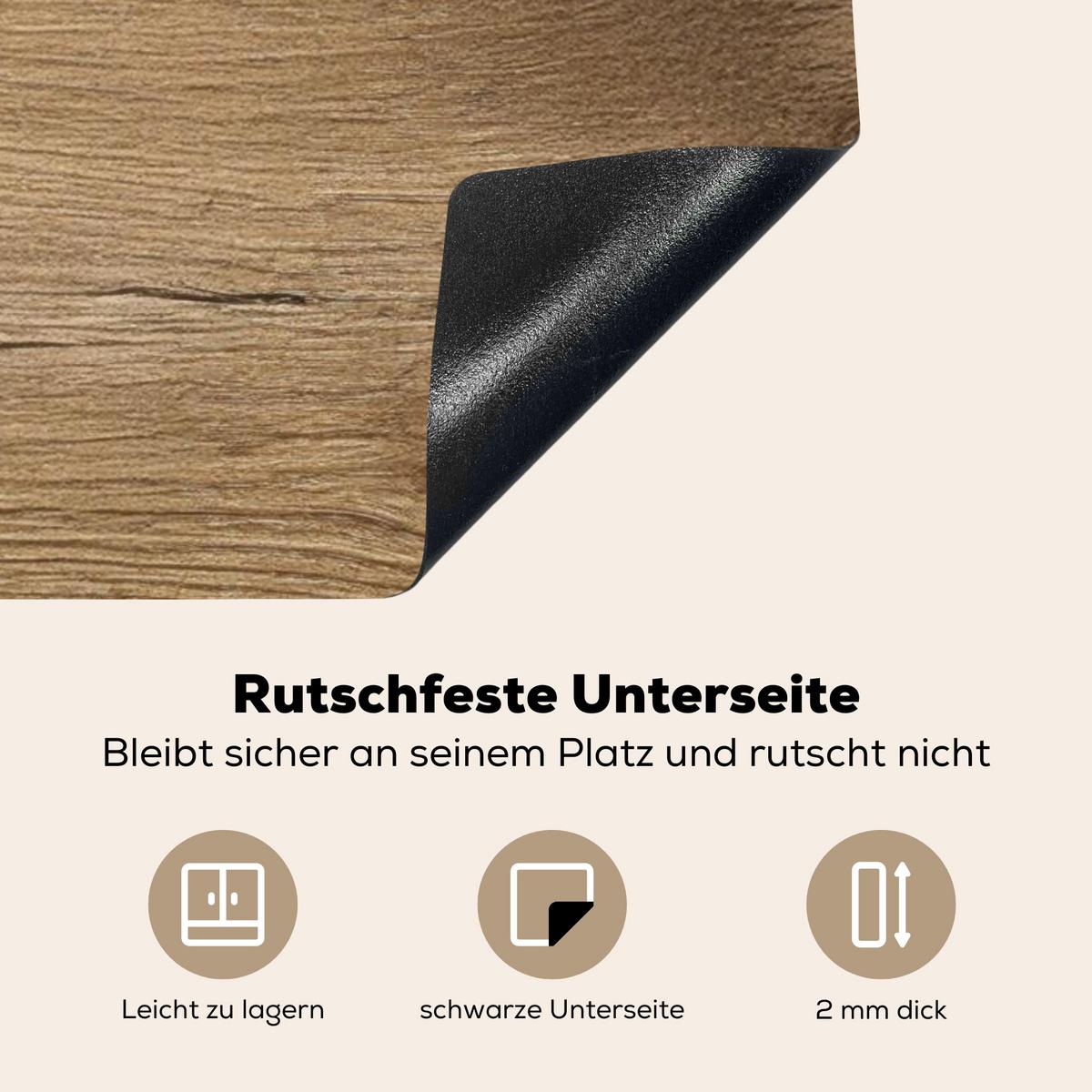 HERDABDECKPLATTE Holz - Braun - Holzoptik Induktionsmatte 77x59 cm - Eichefarben, Kunststoff (77/59/0.2cm) - MuchoWow