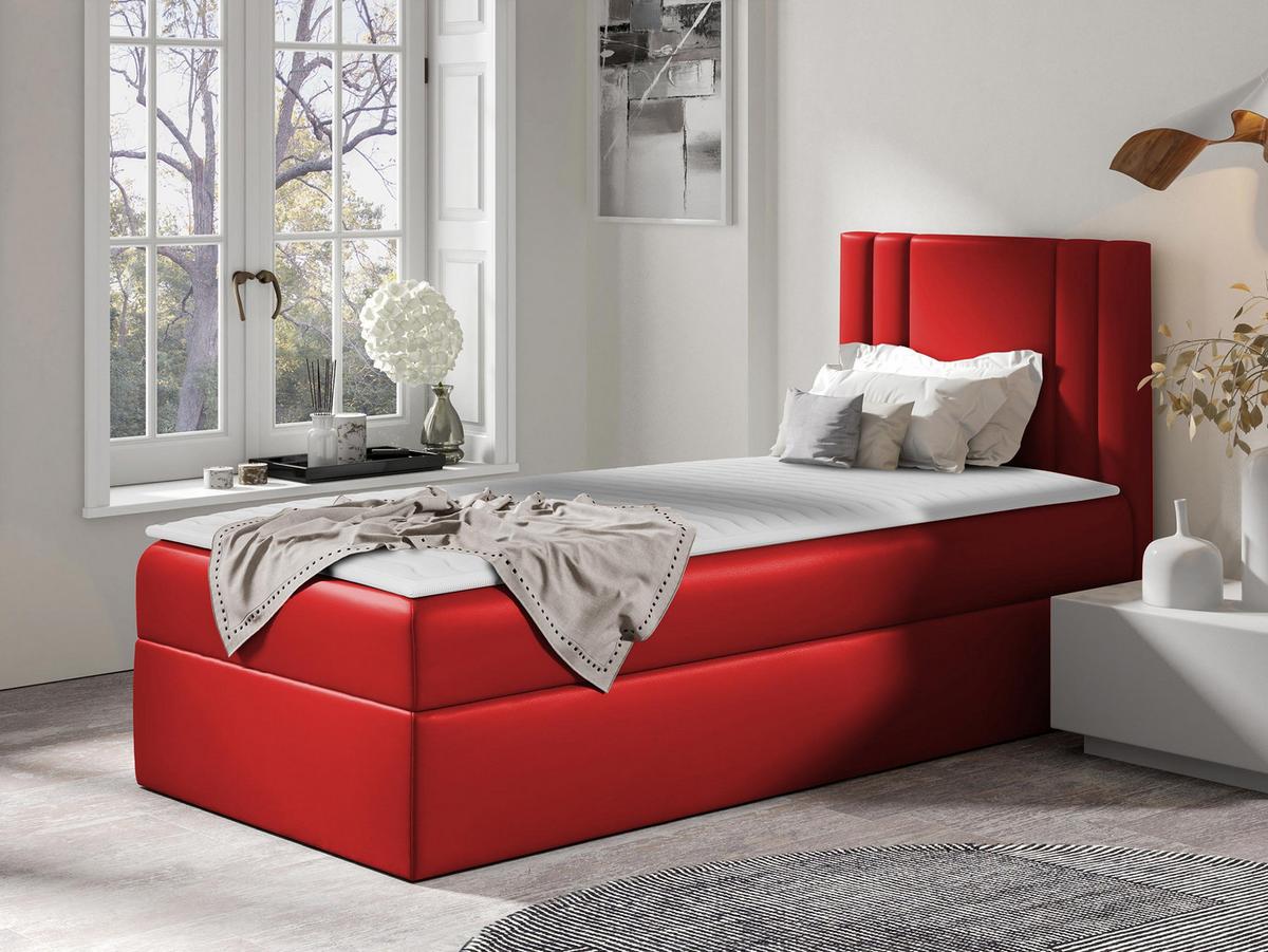 BOXBETT Carmen Mini, Seite zum Öffnen des Bettkastens: Rechts - H3 - Rot, Holz (100/200cm) - MIRJAN24