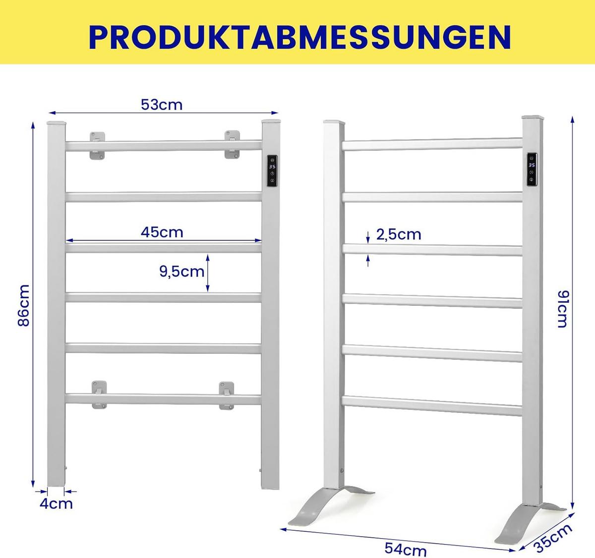 HANDTUCHWÄRMER Elektrisch Silber - Silberfarben, Metall (54/91/35cm) - COSTWAY
