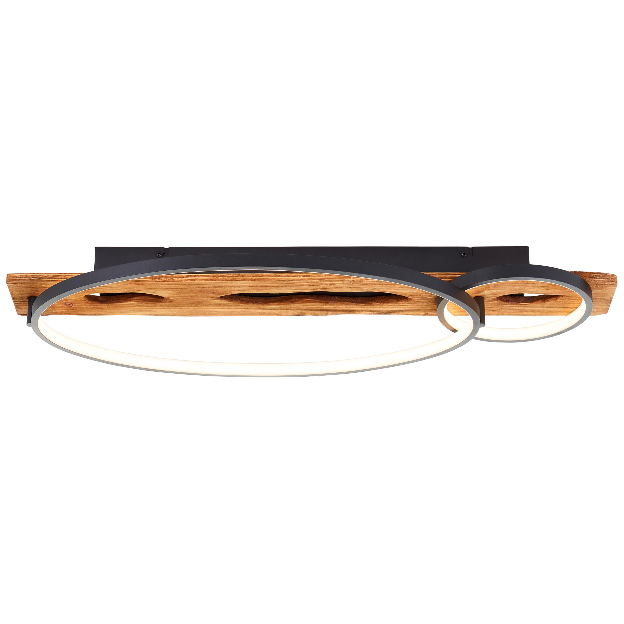 LED DECKENLEUCHTE Pirus Schwarz/Holz 30,5/70/8,5 cm - Multicolor, Holz (30.5/70/8.5cm) - Brilliant