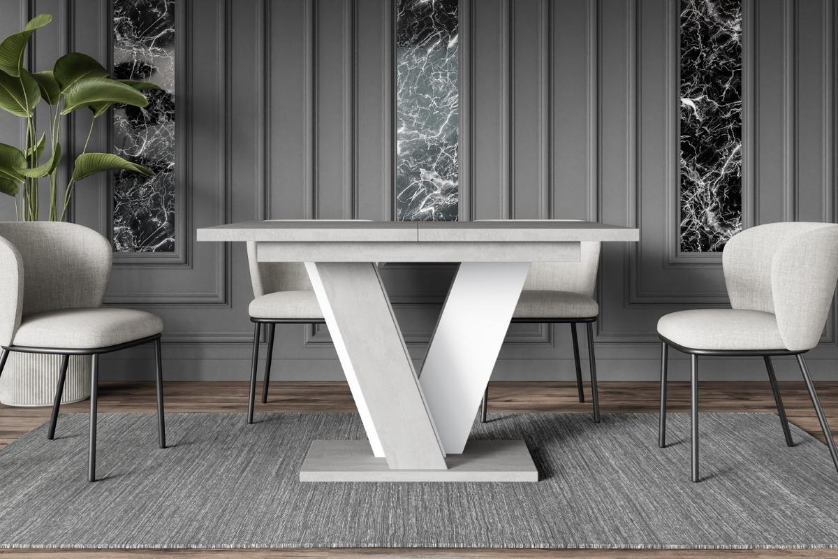 ESSTISCH ausziehbar 120 -160x90x75 cm - Betonoptik K350/Weiß - INEY - Weiß, Holzwerkstoff (120/90/75cm) - ALTDECOR
