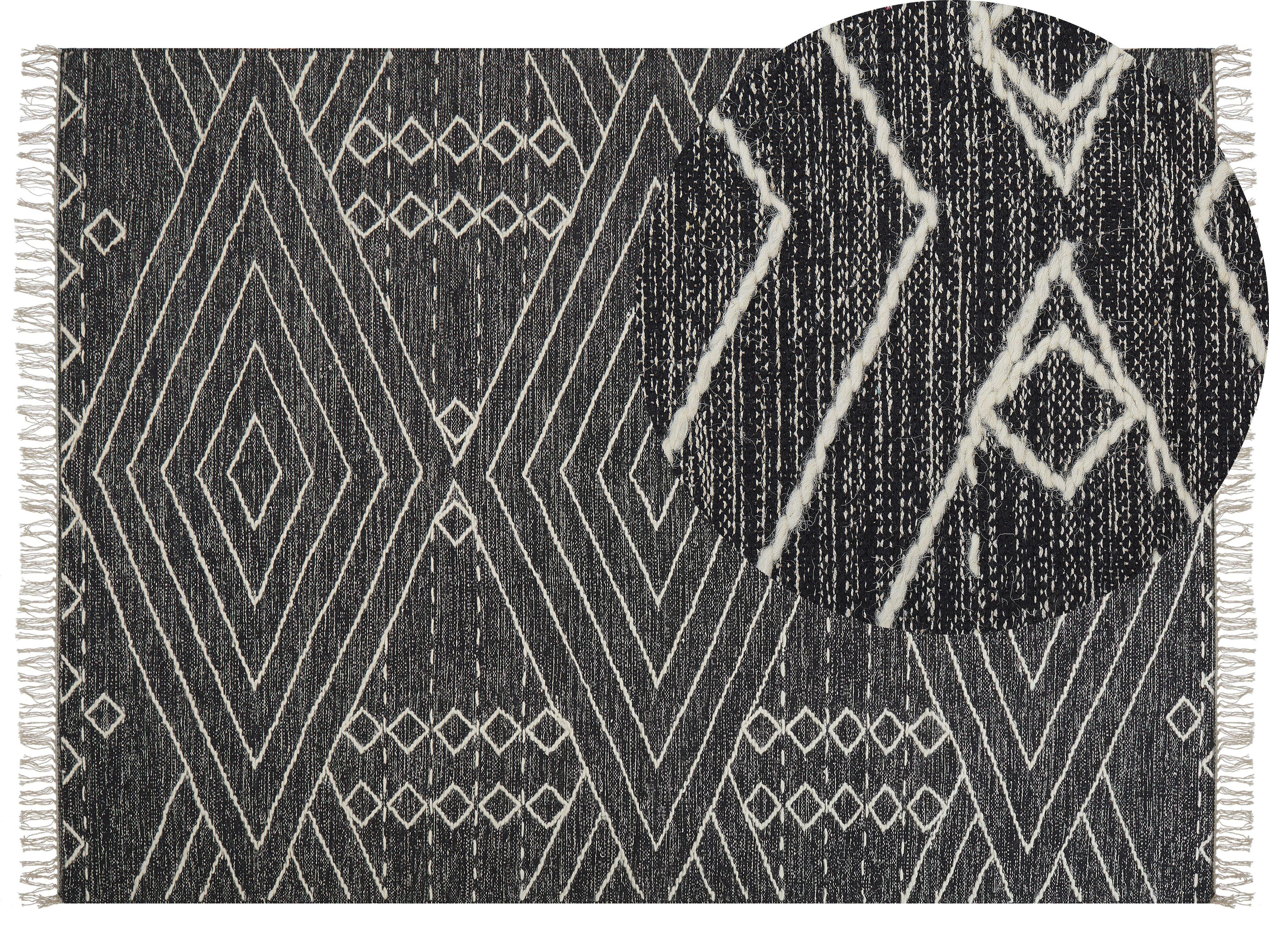 KURZFLOR-TEPPICH Khenifra 230/160 cm - Schwarz, Textil (160/230cm) - Beliani