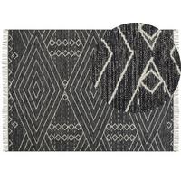 KURZFLOR-TEPPICH Khenifra 230/160 cm - Schwarz, Textil (160/230cm) - Beliani